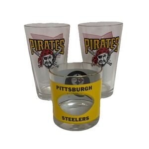 Budweiser Pittsburgh Pirates MLB Pint Glass & Steelers NFL Glass Tumbler